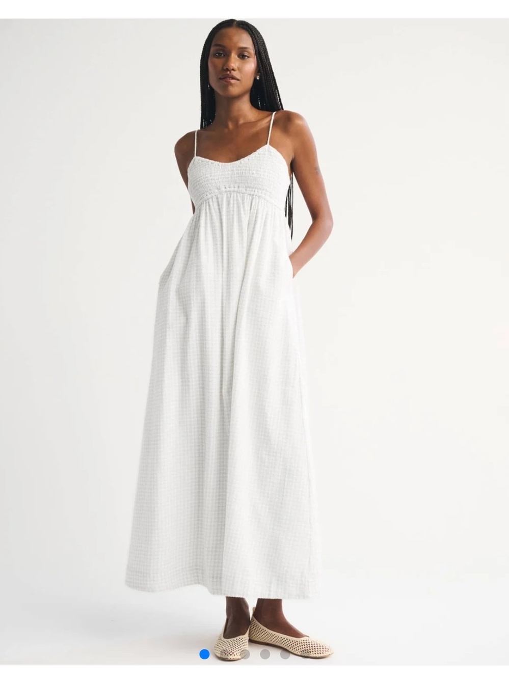 Abercrombie & Fitch White Smocked Maxi Dress